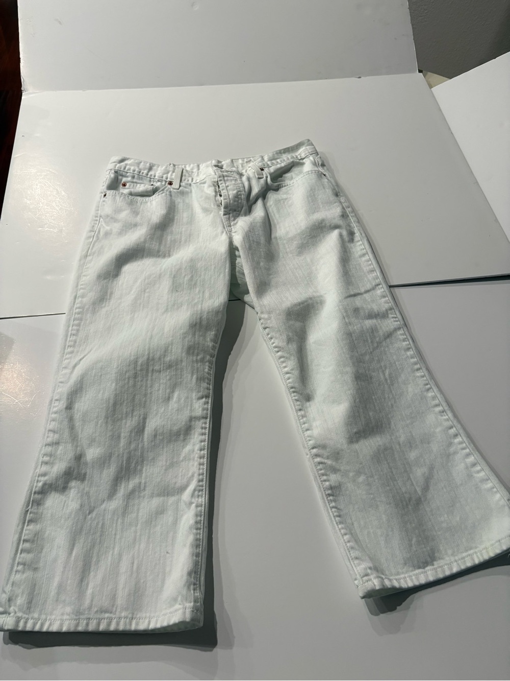 Lucky Brand Classic Crop White Wide-Leg Women’s Jeans size 14/32, button fly